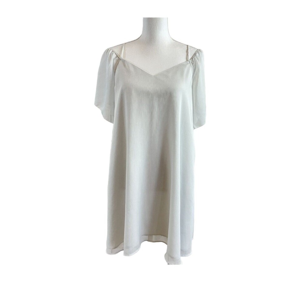 NWT French Connection Women's Medium Gray Cold Shoulder Shift Dress Grey